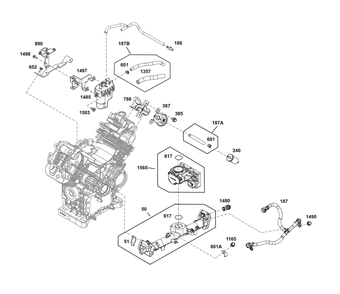 Throttle Body And Fuel Supply Group Diagram and Parts List for 61G277-0008-J1 400000 - 699999 Briggs and Stratton Engine